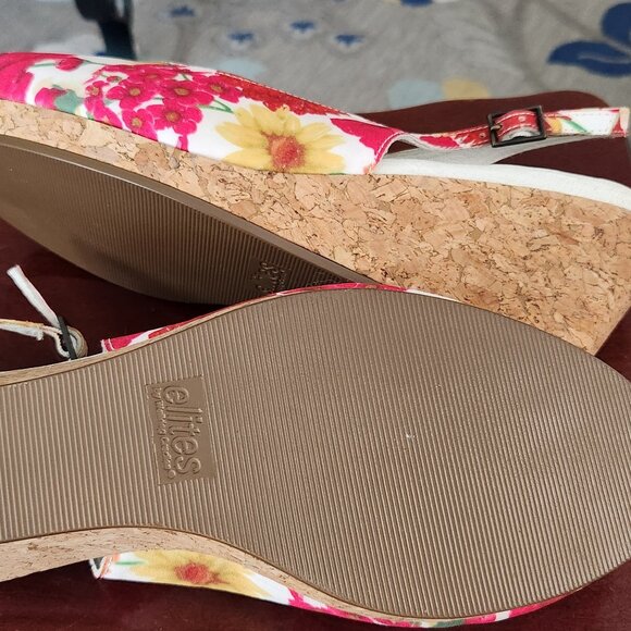 NEW Elites by Walking Cradles Wedge Shoes 11WW Rose Petals and Lizard Print - Picture 5 of 8